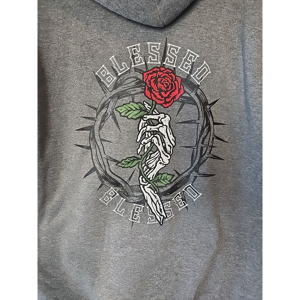 Blessed Heavyweight Sweatshirt‎ Hooded Full Zip Streetware Gray Size Medium